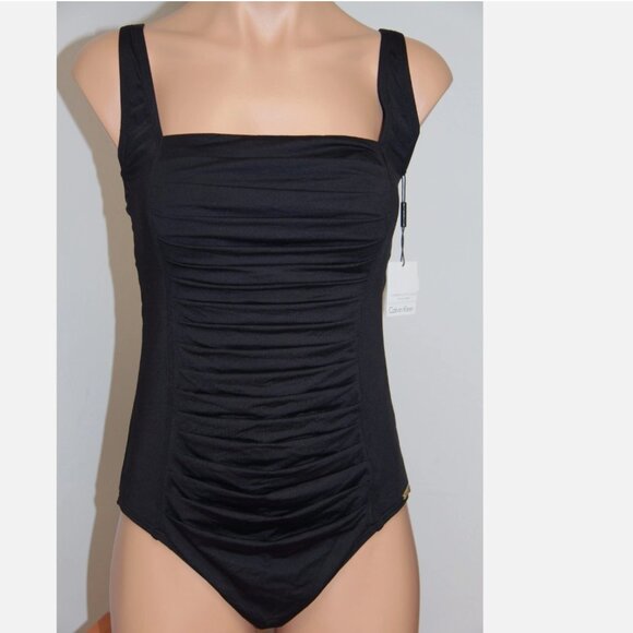 New Calvin Klein Swimsuit Bikini one 1 piece Size 14 Black - Picture 1 of 4